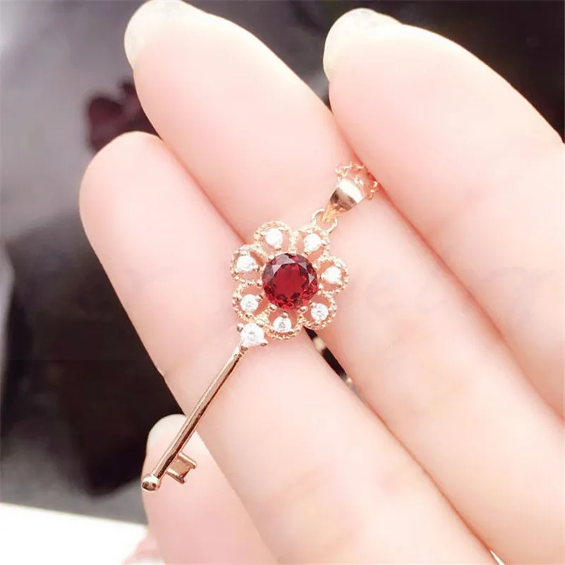 Натуральное Настоящее красное ожерелье в виде ключа из граната 0.6ct бесплатная