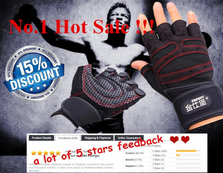 Спортивный зал перчатки Half Finger дышащие тяжелая атлетика фитнес-перчатки гантели мужчины женщины тяжелая атлетика перчатки размер M / L /