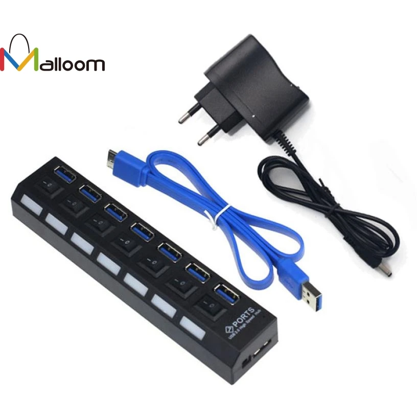 Malloom Новое поступление 2018 высокоскоростной концентратор USB 3 0 с 7 портами и