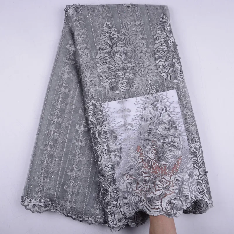 Последние лук Цвет нигерийские кружева ткани Высокое качество кружевная ткань в африканском стиле для свадебное платье французская сетка кружева с бисером Y1500