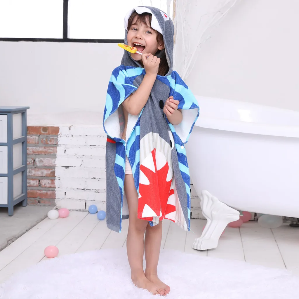 Infant baby poncho towel hooded beach towels for kid Bathrobe Pajamas Cartoon Animals baby hooded bath towel Child baby bath set