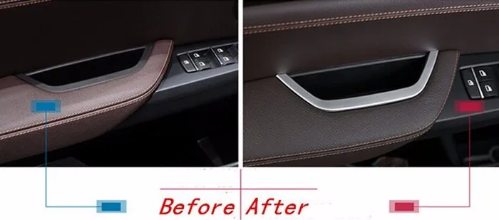 Chrome Car Interior Door Handle Decal Cover trim For BMW X3 X4 Main Drive Doorknob Storage Decals Strip Auto Accessories  (4)