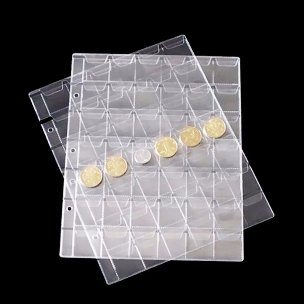 

10 Pcs Album Pages, 42 pockets via Loose-leaf, 255*223 mm, Applicable to coin collections, coin size less than 28 mm OK