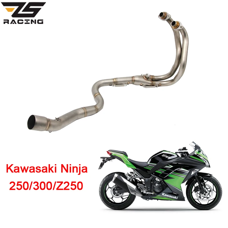 ZS гоночный модифицированный мотоцикл Выхлопная средняя труба полная выхлопная система для Kawasaki Z250 Ninja 300 250 с датчиком