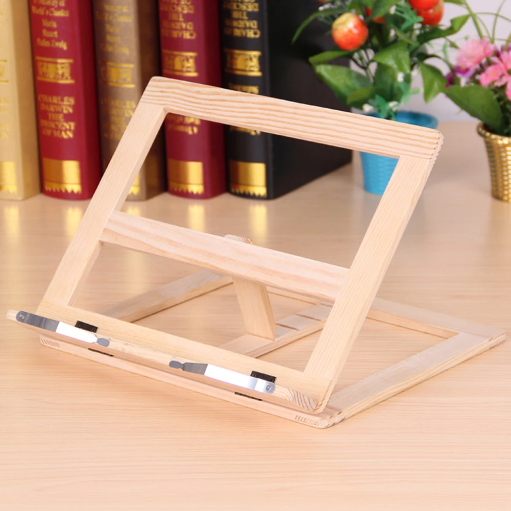 

For Bookshelf Book Stand Wooden Frame Music Students Reading Bracket Office Tablet Support Adjustable Angle Foldable Desk Holder