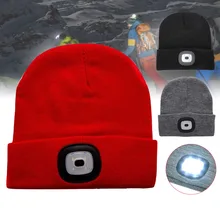4LED вязаная шапка перезаряжаемая Hands Free Налобная Крышка для охоты кемпинга бега LXX9