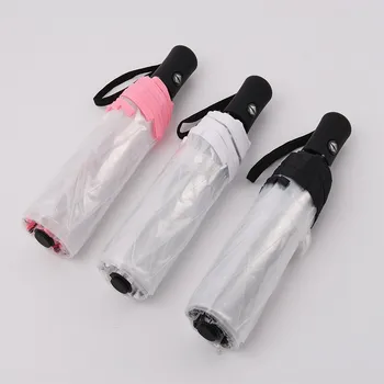 

Free shipping full transparent automatic umbrella for adult and children diameter 93 cm three windproof sun and umbrella