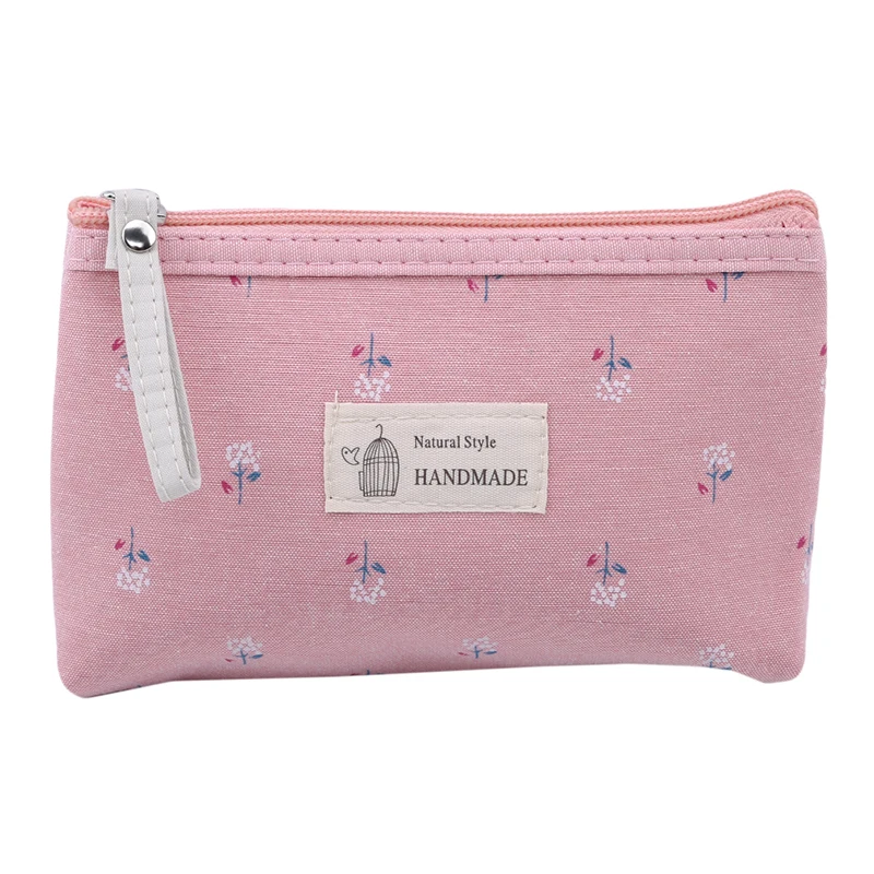 

Girls Travel Toiletry Bag Hot Sale Female Small Zipper Cosmetic Bag Canvas Floral Printed Make Up Cosmetic Storage Bag