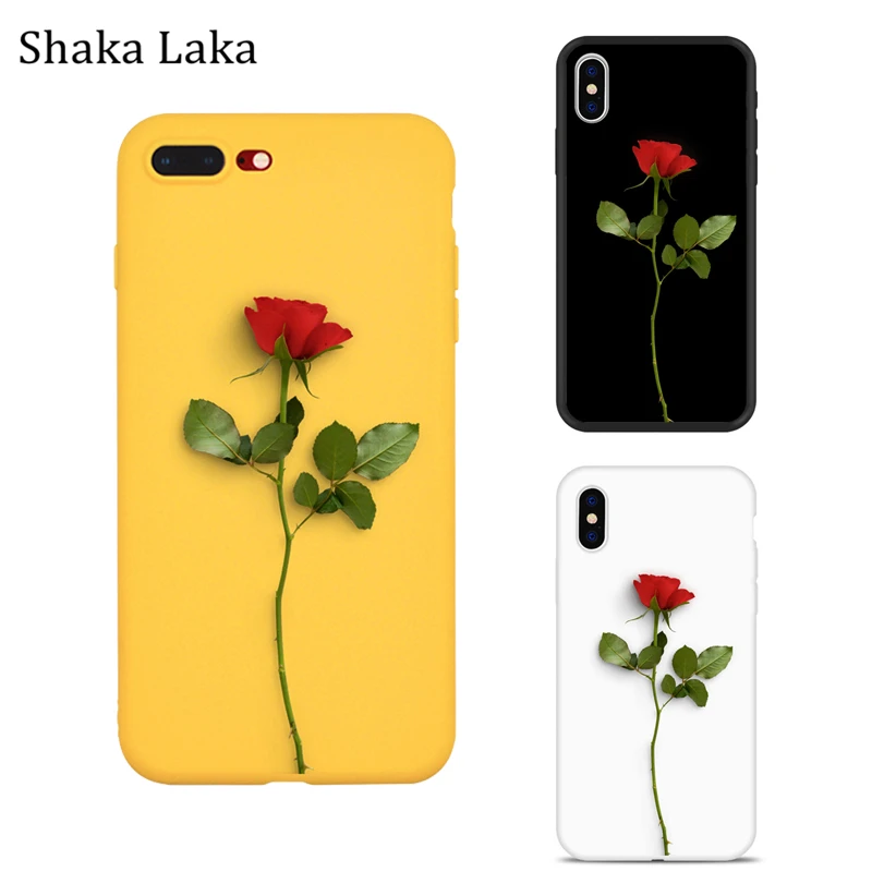 

Rose Flower Phone Case For Apple iPhone X XS XR 8 7 6S 6 Plus Fashion Matte Back Soft Cover Cases For iPhone SE