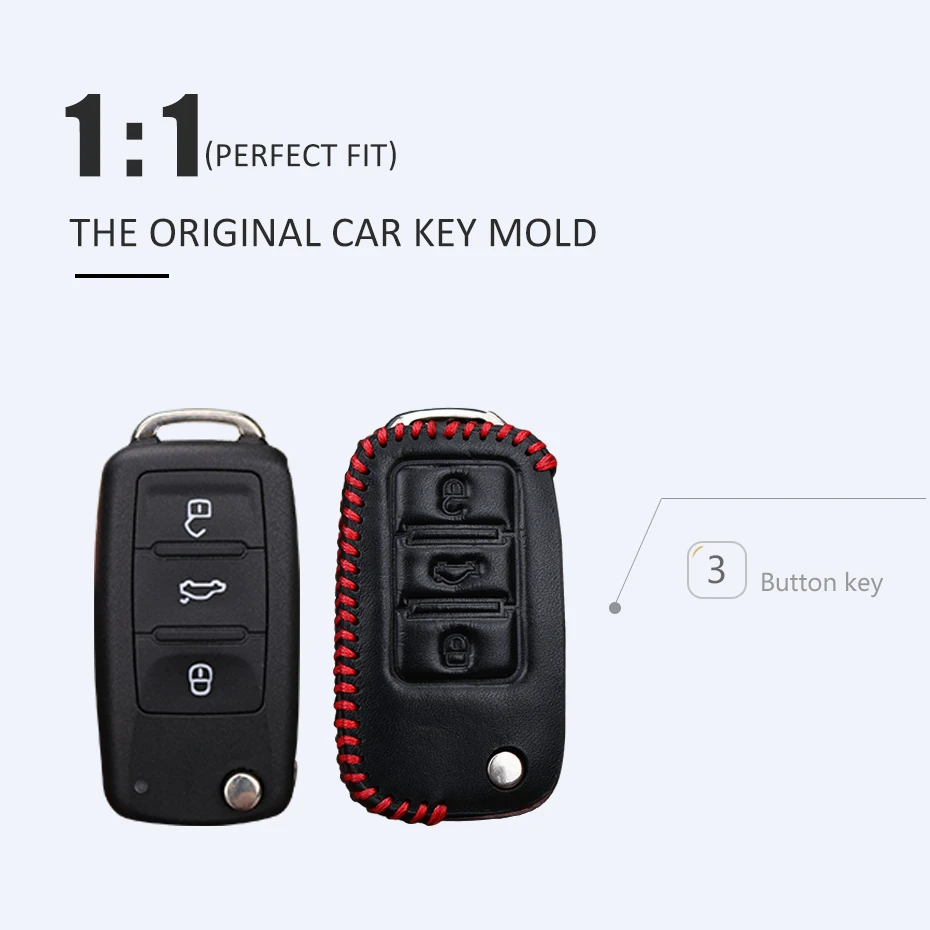 Кожаный чехол для автомобильных ключей защитный Volkswage VW Polo Golf Passat Tiguan Bora Jetta Lavida