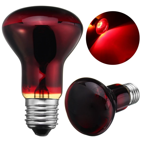 R63 25W/40W/50W/60W/75W/100W Pet Heating Lamp Bulb E27 Red Nightlight Heater Light Lamp Bulb AC220V-240V For Reptile