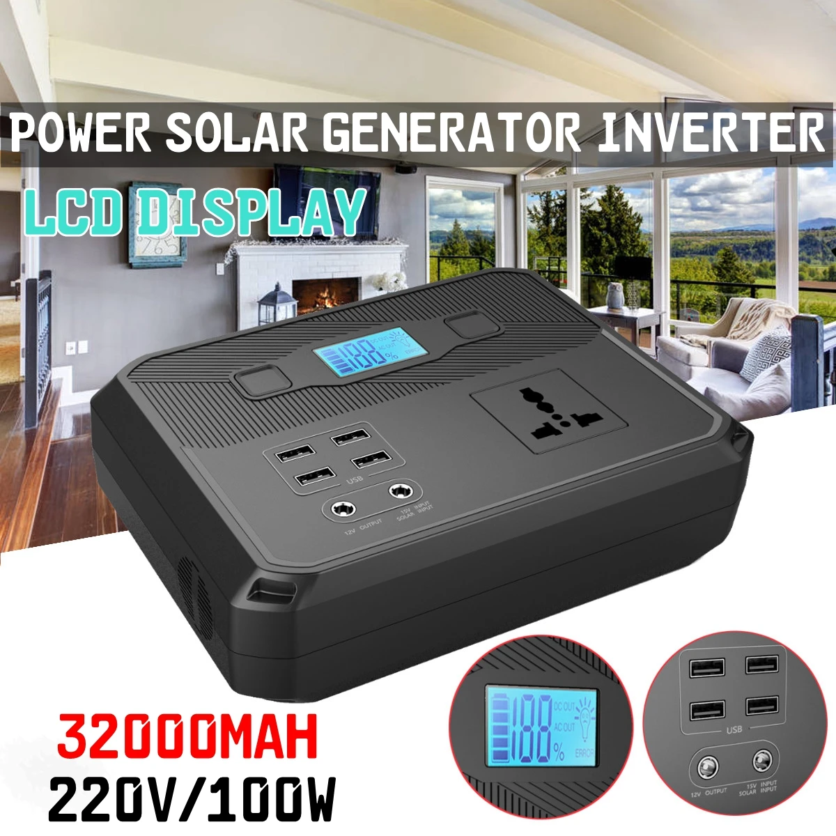 

220V 120Wh 100W Energy Storage Portable Power Solar Generator Inverter faster USB charger for Home Outdoor Camping