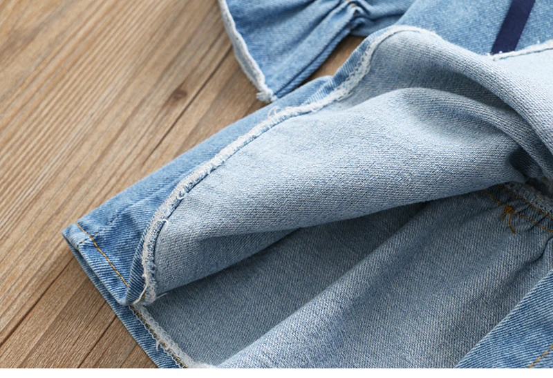 IYEAL/детские джинсовые платья с вышивкой и воротником «Питер Пэн» для маленьких девочек; платья с длинными рукавами; одежда для маленьких девочек; одежда для От 2 до 7 лет