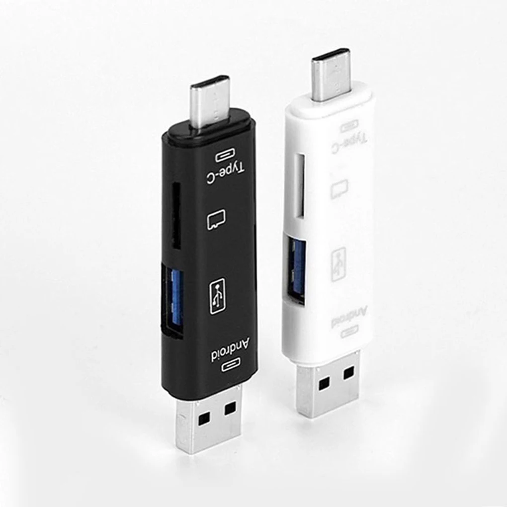 USB 2,0 Мужской Женский type-C 3,1 Micro-USB порт высокая скорость 5 в 1 TF устройство для чтения карт памяти ABS пластик