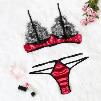 

Set Lenceria Sexy Lingerie Porno Plus Size Woman Langery Sexy Lingerie Lace Floral Push Up Bra Pants Red Ladies Transparent Hot