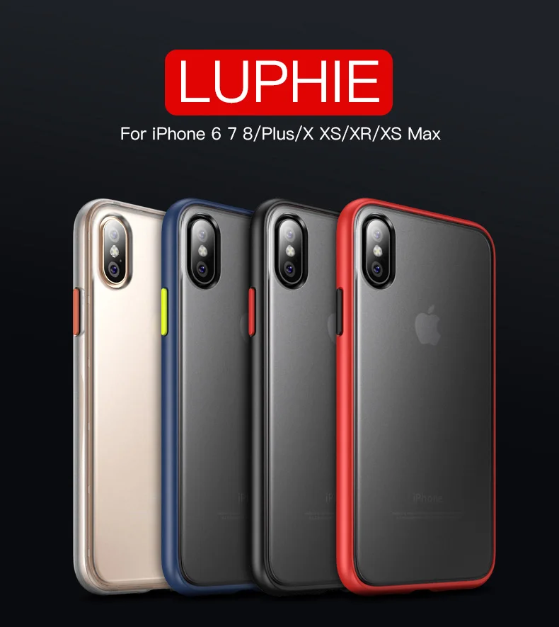 Роскошный Матовый чехол LUPHIE для iPhone X XS Max XR 7 8, ударопрочный чехол, полупрозрачный чехол для iPhone 7 8 6 6S Plus, чехол s Coque Funda