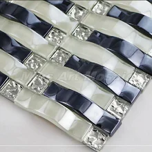 Глянцевый белый и темно-синие Арка мозаики кристаллического стекла tilies настенная плитка MH020