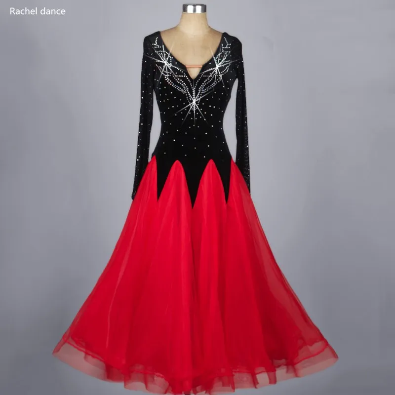 

ballroom dance dress diamonds long sleeve clothing Salsa Rumba Samba Cha Vestido latin belly dance Diamonds Print skirt Costume