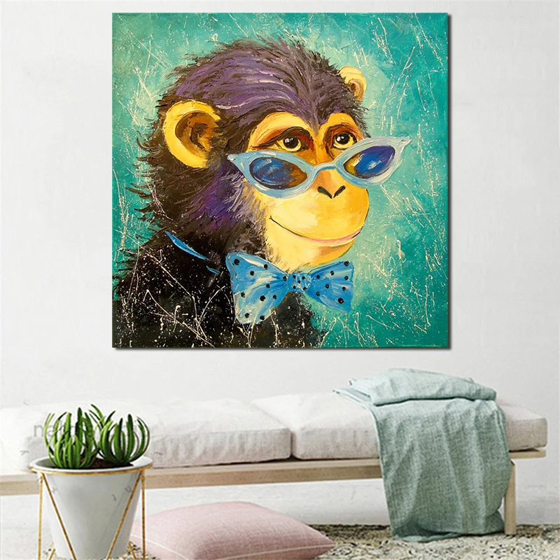 

Gentleman Monkey Portrait Wall Art Canvas Poster And Print Canvas Painting Oil Decorative Picture Bedroom Home Decor Accessories