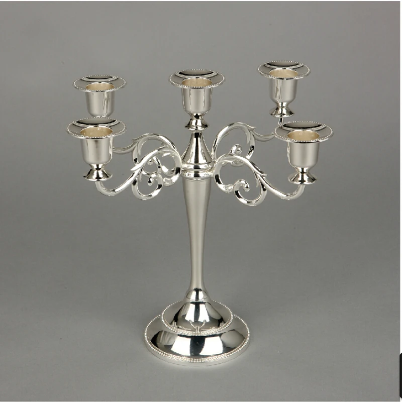 27cm metal candle holder 4 colors Silver/Gold/Black/Bronze 5 arms candle stand wedding event
