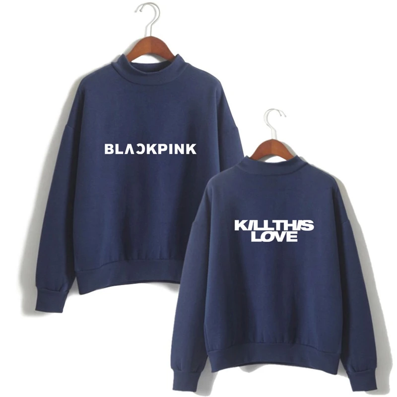 Blackpink Sweatshirt High Neck Blackpink Kpop Sweatshirts Popular Singer Women Hoodies Long Sleeve Hoodies Sweatshirt Oversized