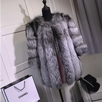 

Fursarcar Fashion Real Fox Fur Coat Women Winter Female Fur Jacket Customize Waistcoat Genuine Leather Silver Real Fox Fur Coats