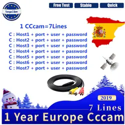 Быстрый и стабильный 12 месяцев Европа Cccam 7 линий сервер для Португалии Испания Германия Польша в DVB-S2 Икс спутниковый ресивер декодирование