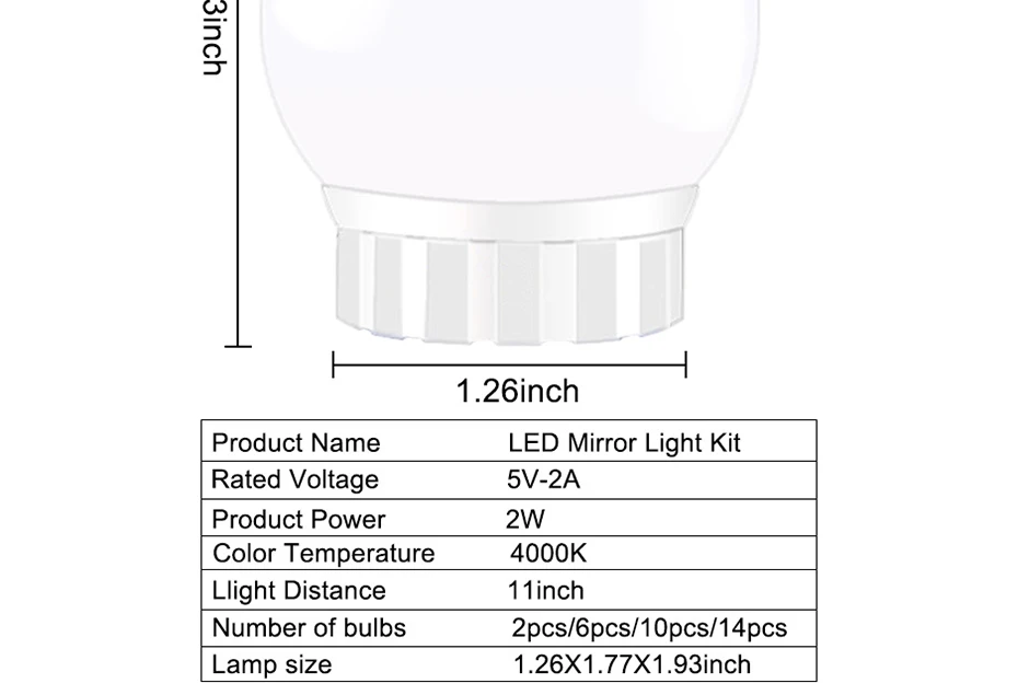 USB Charging Port 6/10/14 Led Light Bulbs For Mirror With Touch Dimmer DC 5V Makeup Vanity Light Mirror Bulbs Table Make-Up Lamp