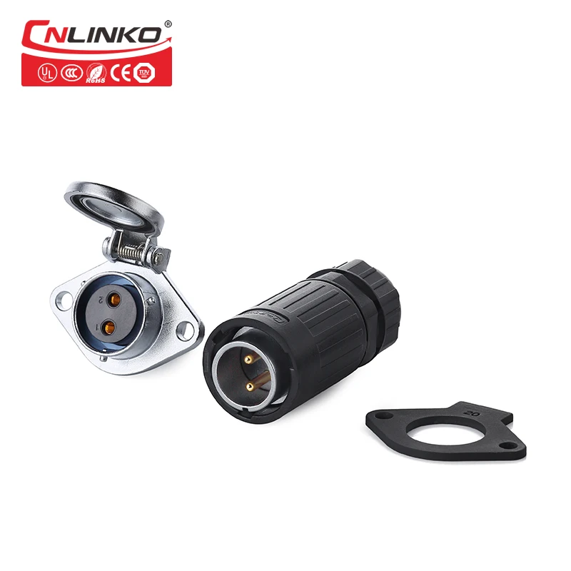 

2 Pin Electric Male Female Industrial IP68 Led Light Waterproof Power Outdoor Electrical Cable Connectors with Waterproof Cap