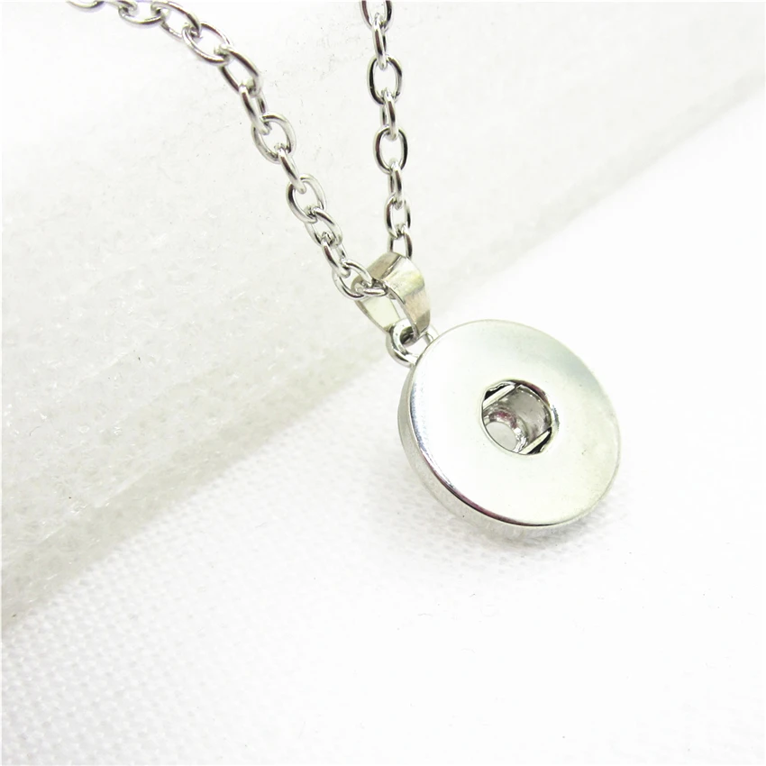 

20pcs 18mm/12mm Snap Button Necklace Silver Snap Pendant Jewelry With 50cm necklace Chain