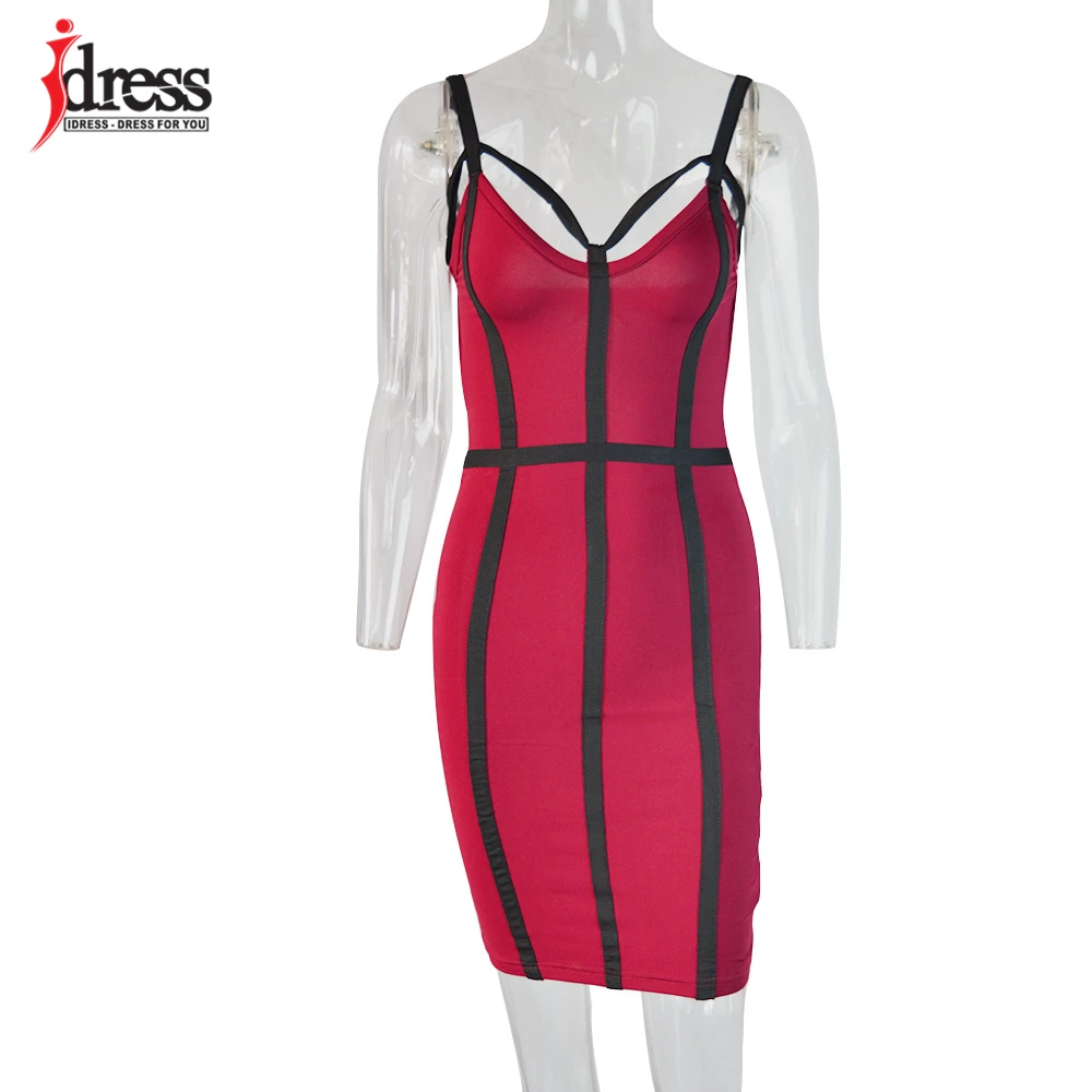 IDress Sexy Striped Bandage Dress Sleeveless Spaghetti Strap Backless Mini Bodycon Dress Hollow Out Club Women Summer Dresses (11)