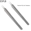 ESPLB сверхточный Fly Line пинцет, титановый сплав, прецизионный наконечник 0,15 мм, наконечник из нержавеющей стали, пинцет для предотвращения оставления отпечатков пальцев ► Фото 1/6