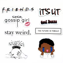 8 PCS gossip girl stay weird lit cool beans funny stickers for Mobile phone decoration stickers
