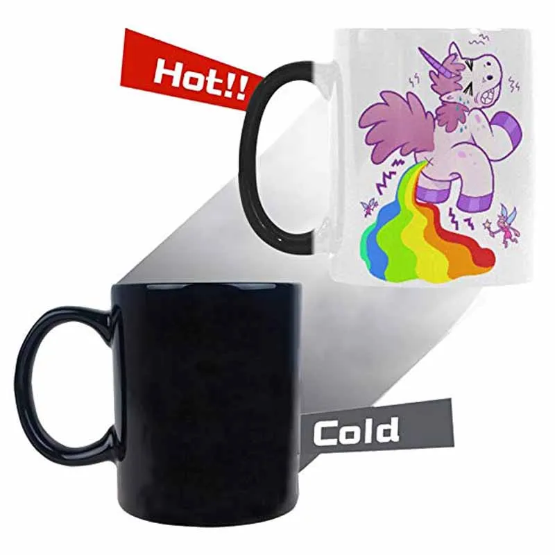 11 Ounce Cartoon Unicorn Rainbow Morphing Mug Travel Heat Sensitive Color Change Coffee Cup with Quotes Unique Funny Birthd | Дом и сад