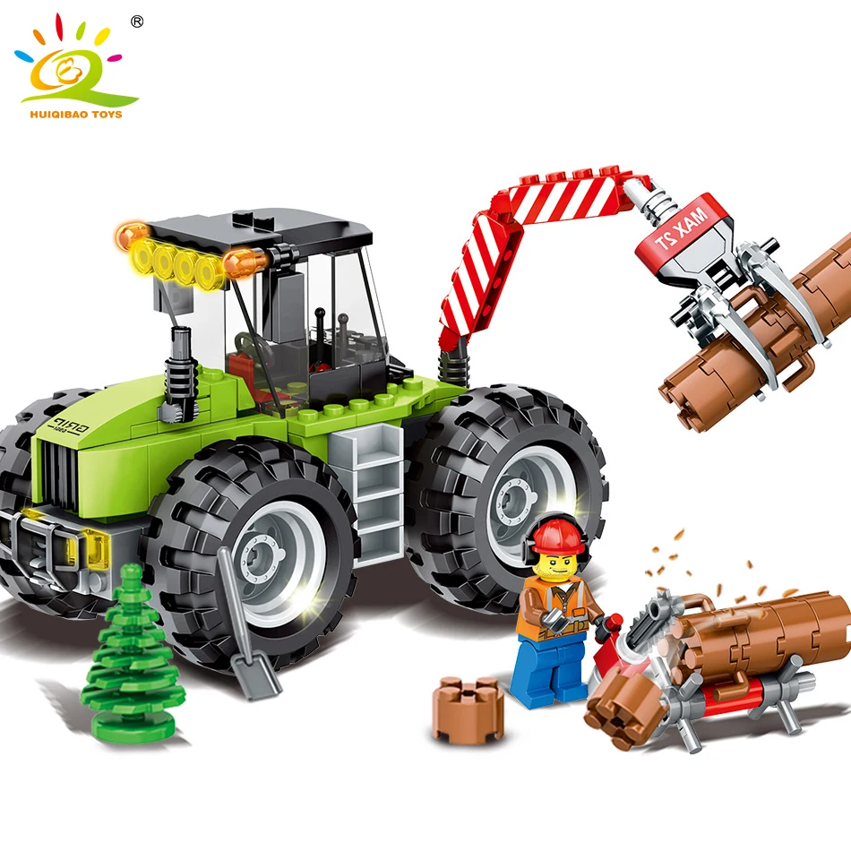 

City Construction Logging Truck Building Blocks DIY Compatible Legoed City Engineering Shop Vehicles Enlighten Bricks For Child