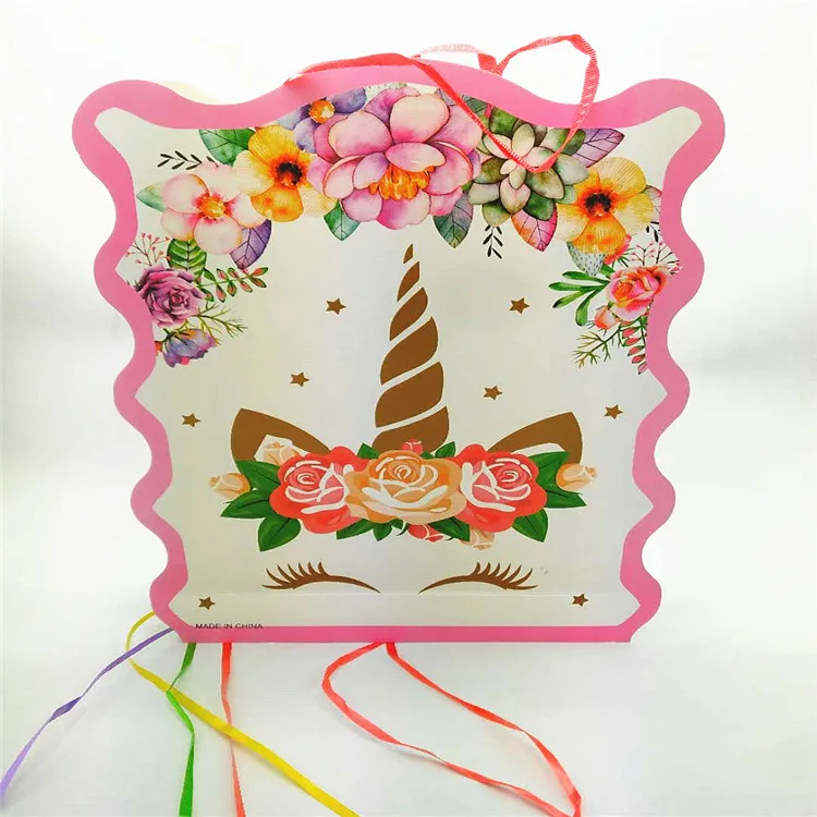 

1Pcs Paperboard Folding Pinata Unicorn Themed Girls Birthday Party Decorations Have Fun Game Supplies