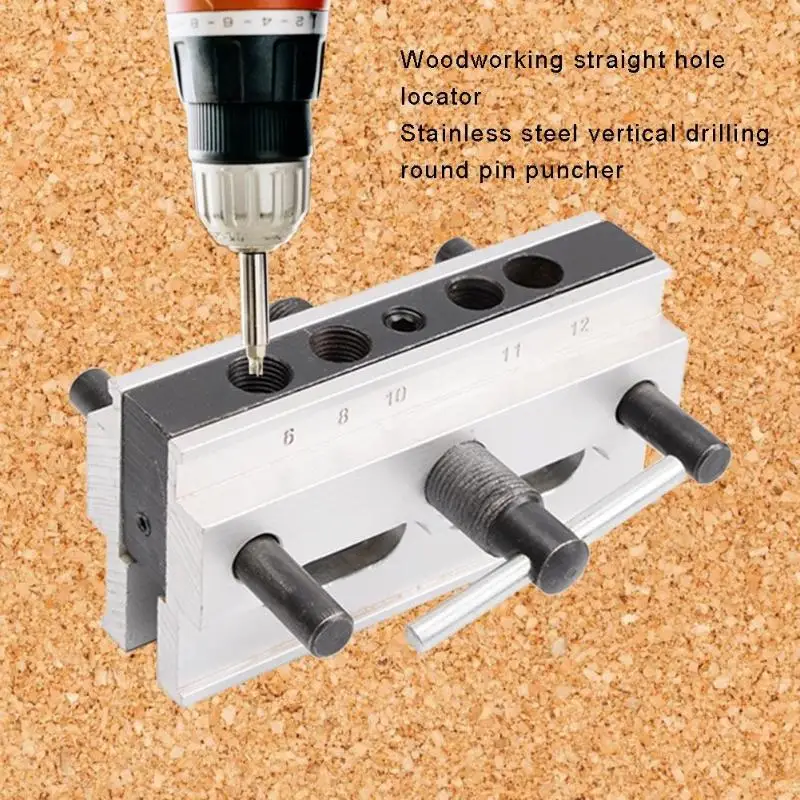 Hole Drilling Guide Locator Woodworking Metal Vertical Hole Jig Kit Drill Wood Drilling Doweling Jig