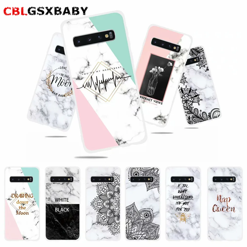 

Marble text Phone Case for Samsung S10 E Plus Case Silicone Fashion Women Soft Protection Cover for Samsung S7 E S8 S9 S10 Plus