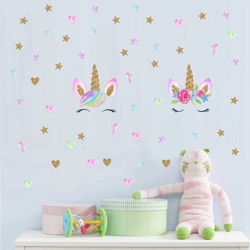 

1Pc 3D Art Decal Sticker Pentagram Heart Animal Unicorn Wall Sticker Child Room Nursery Wall Decoration Home Decor
