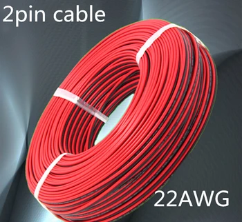 

100m/lot, red black Tinned copper PVC insulated Electronic cable wire extension cord 2pin AWG 22 LED 3528 5050 strip cable