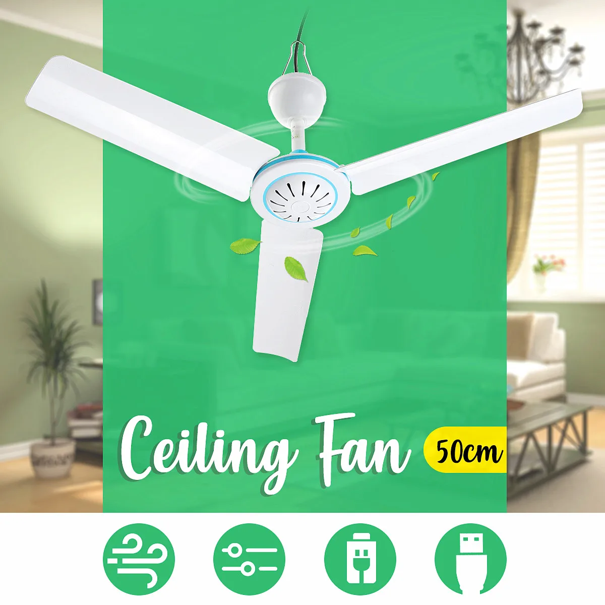 20 Inch 12v 6w Mini Electric Ceiling Fan Fans Usb Home Air