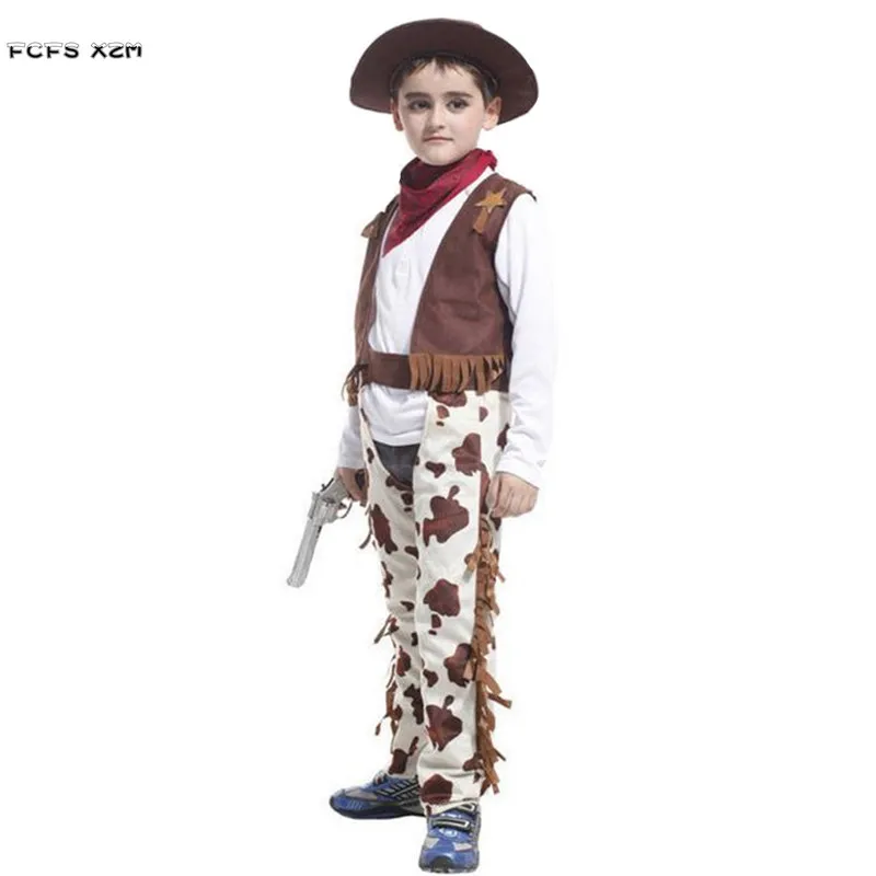

M-XL Halloween Cowboy Costumes for Boys Kids Children Cowboy Cosplays Carnival Purim Stage play Masquerade Christmas party dress