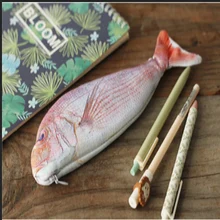 korean style creative kawaii cute funny gift fish shaped canvas storage pen pencil box case bag fish penaltyschool supplies kit