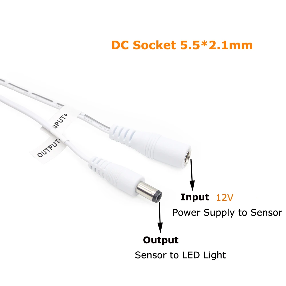 Sensor de movimiento de 12 V, Interruptor táctil de luz LED infrarroja PIR de 12 voltios, Sensor de movimiento automático para tira de luz LED CC de 12 V, sin apagado