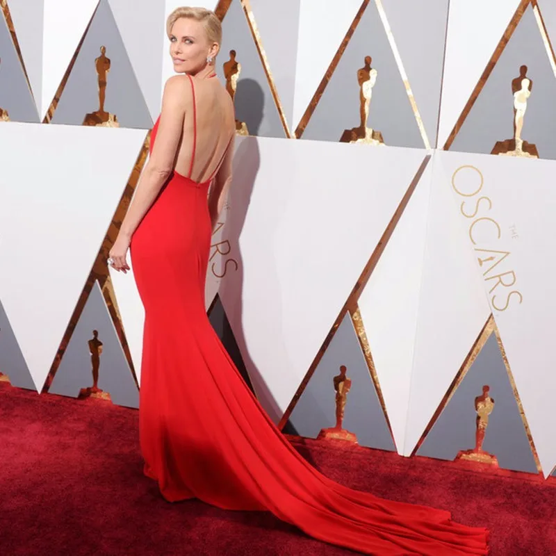 88th Oscars Academy Awards Charlize Theron платья знаменитостей с глубоким v-образным вырезом Русалка Красный ковер платье для вечерние