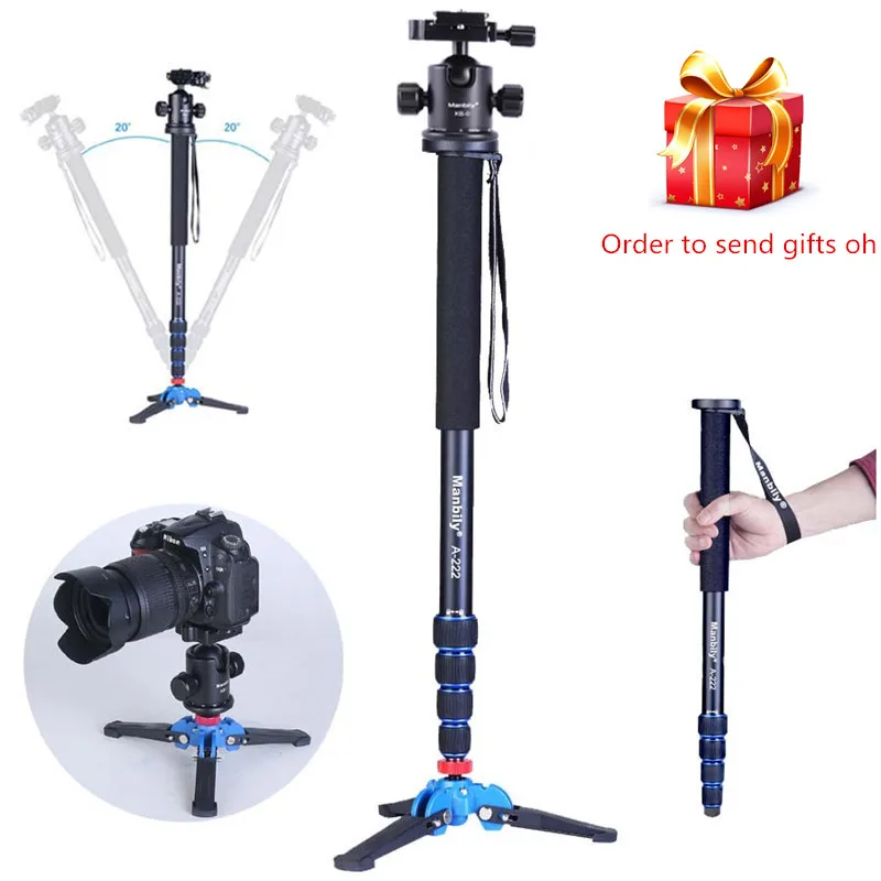 Manbily A 222 165cm Portable Professional DSLR Monopod Walking Stick