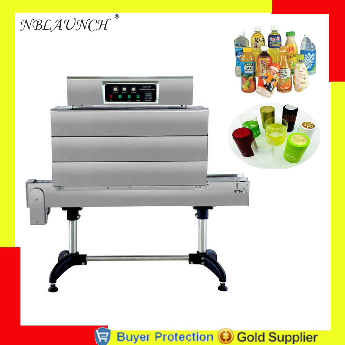 

Label Shrinking Machine Plastic Film Packing Wrapping Machine Heat Shrink PVC PP PE Heating Tunnel Chunnel BSS1538 Free Shipping