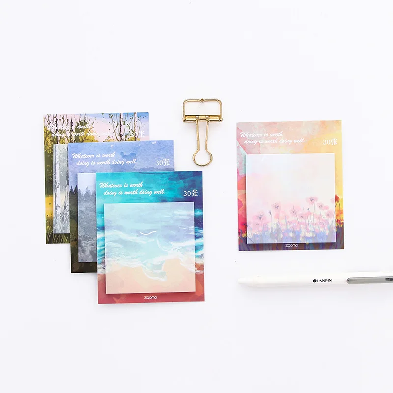 

Oil Painting Scenery Memo Pad Notes Post Mini Notepad Simple Scrip Scratchpad Students Sticky Back To School Season Supplies