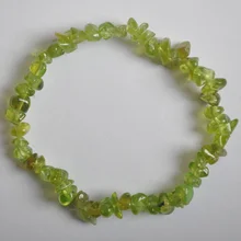 Счастливый чип бусины Зеленый Перидот стрейч браслет 8 дюймов ювелирные изделия для подарка G675