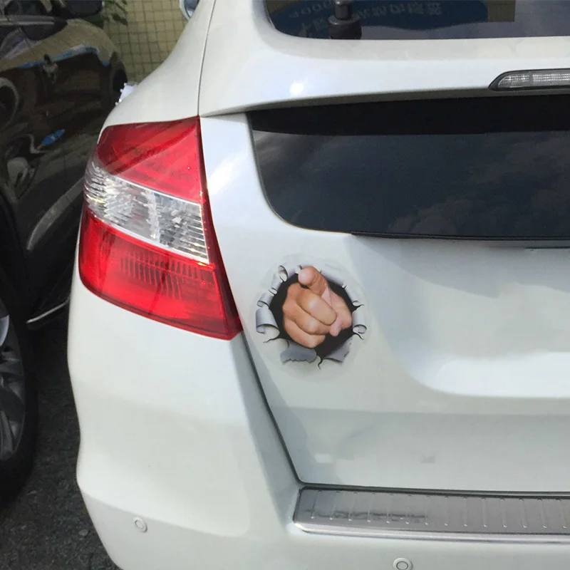 1pc SEEYULE New Arrival Creative Finger Fist Point at You Pattern 3D Car Stickers Funny Accessories Fuel Tank Cap Trunk Decals